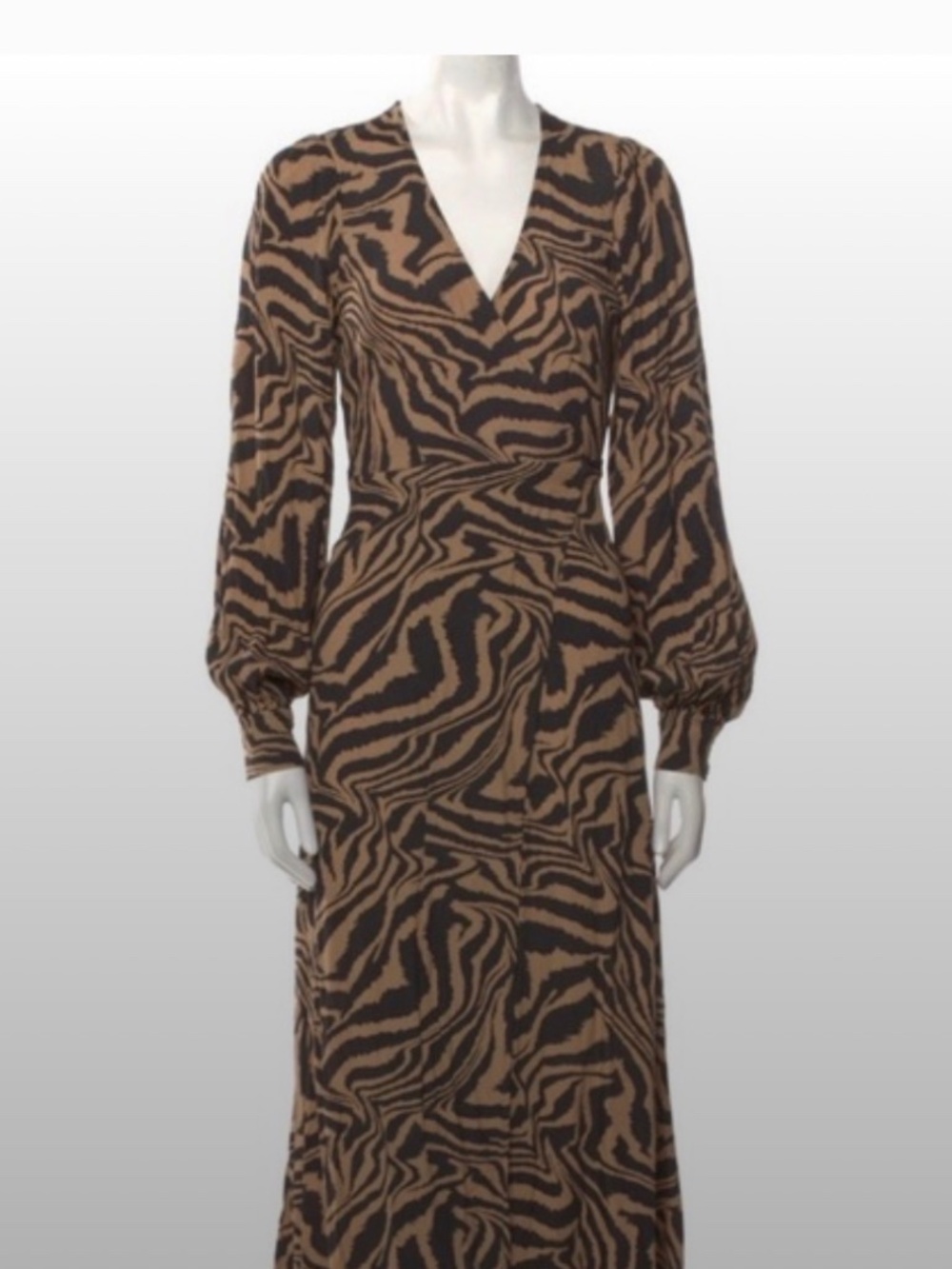 Ganni animal print maxi dress tiger print 34 4 small